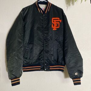 Vintage San Francisco Giants Mens XL SF Black Satin Starter Jacket